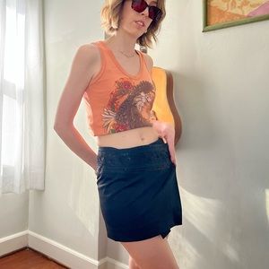 Y2k Black Low Rise Beaded Mini Skirt